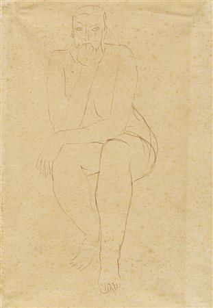 Marino Marini, Nudo seduto. 1936. Penna e inchiostro di china bruno su carta....