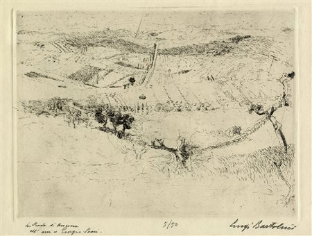 Luigi Bartolini, La strada di Ancona. 1931. Acquaforte. mm 240x320. Foglio:...