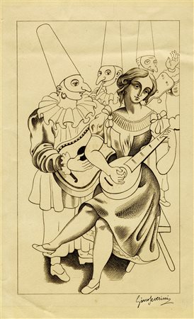 Gino Severini, Colombina - Biglietto di auguri per il nuovo anno. 1923....