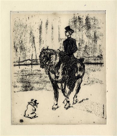 Henri (de) Toulouse-Lautrec [post], Rider and dog. 1950 ca. Fondo offset...