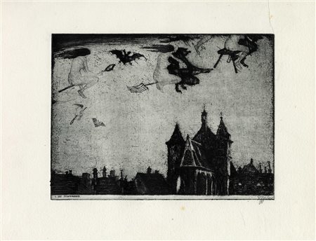 Stefan Eggeler, Walpurgisnacht. 1922. Album completo di 6 acqueforti. mm...