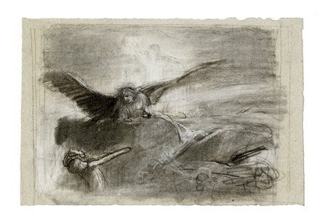 Adolf Hirémy-Hirschl, Studio per Prometheus. 1881-92. Carboncino nero e...