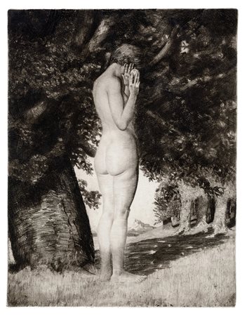 Joseph Uhl, Eva am Baum der Erkennis (Eva all'albero della conoscenza). 1918....