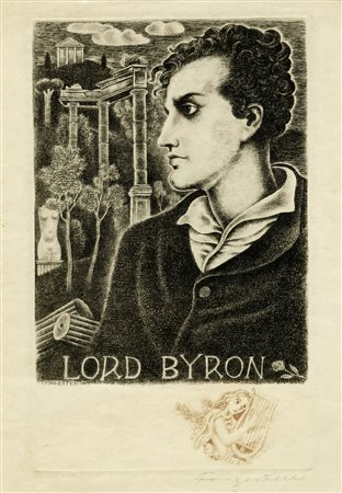 Michel Fingesten, Lord Byron. Fotoincisione. mm 250x155. Foglio: mm 293x200....