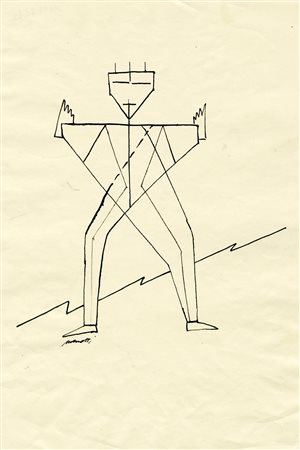 Nerino Nannetti (Neri), Figura futurista. Anni '30 del XX secolo. Penna e...