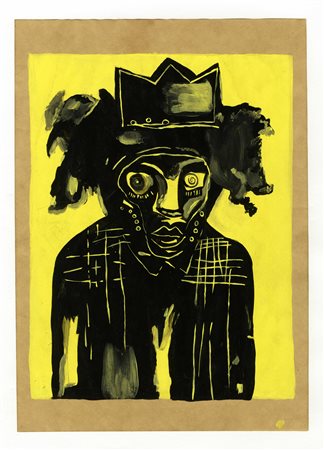 Jean-Michel Basquiat, Untitled (Self-portrait). 1982. Tempera su carta. mm...