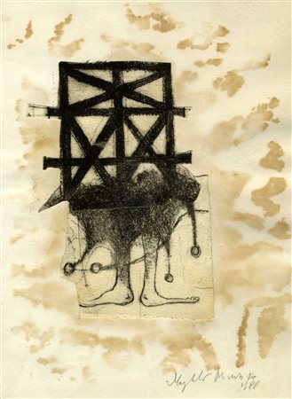 Magdalo Mussio, Senza titolo. 1988. Collage. Acquerello, carboncino e...