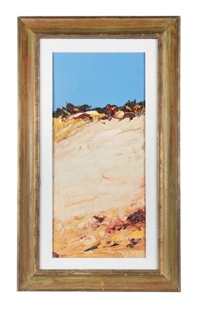 Sergio Scatizzi, Paesaggio. Olio su tavola. cm 75x35. Firmato in basso a...