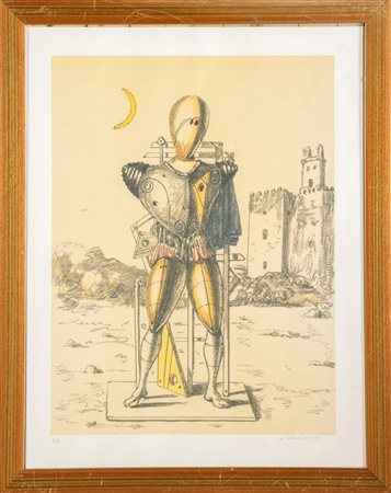 Giorgio De Chirico (Volo 1888 - Roma 1978), “Il Trovatore con la luna”.