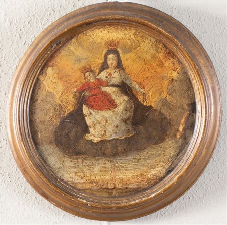 Maestro del XVII secolo. Madonna con Bambino in gloria.  