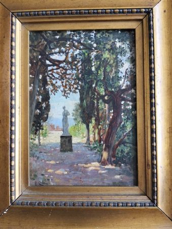 Giovanni (Nino) Costa  (Roma 1826 – Marina di Pisa 1903). Veduta di un parco. 