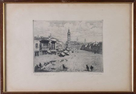 Emanuele Brugnoli (Bologna 1859 - Venezia 1944). Campo S. Margherita, Venezia, 1920 circa.