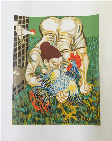 Giuseppe Migneco (Messina 1903 - Milano 1997). Donna con gallo.