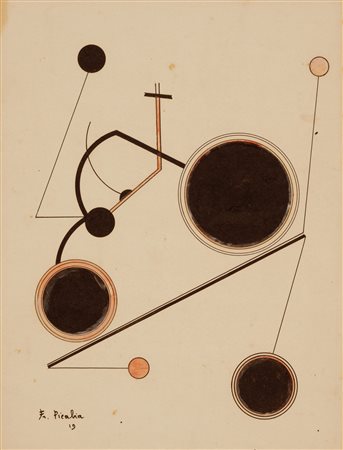 Francis Picabia (1879 - 1953) Byciclette, 1919;China su carta applicata su...