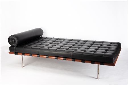 Ludwig Mies Van Der Rohe Daybed Barcelona;Struttura in acciaio cromato e...