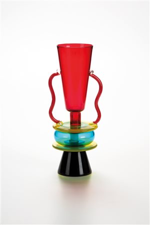 Ettore Sottsass Vaso Sirio, 1982;Vetri colorati, h. 36 cm, edizione Memphis,...