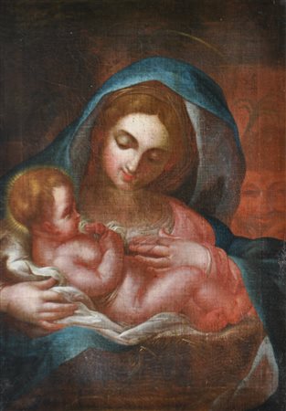 Josef Schöpf (Telfs 1745 - Innsbruck 1822) Madonna con bambino, 1810;Olio su...