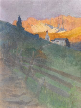 Tony Grubofer (Innsbruck 1854 - 1933) Paesaggio nelle Dolomiti,...