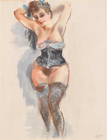 George Grosz (Berlin/Berlino 1893 - 1959) Nudo con bustier e calze,...