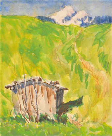 Josef Meng (Heideck 1887 - Kufstein 1974) Fienile in montagna, Tirolo,...