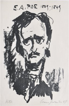 Hans Fronius (Sarajevo 1903 - Mödling 1988) Edgar Allen Poe, 1969;Litografia,...