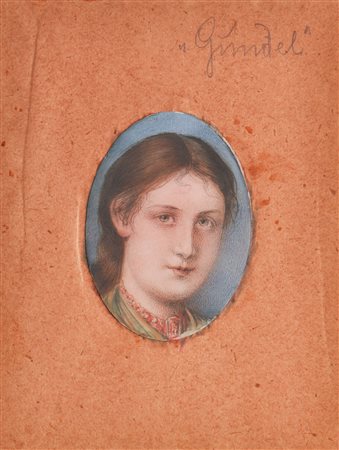 Anonym/anonimo Pittura su tela di ragno tirolese Gundel,1900 ca.;7,2 x 5,2 cm...