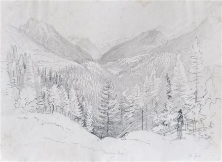 Siegmund l’Allemand (Wien/Vienna 1840 - 1910) Valle dello Stubai;Matita, 22,5...