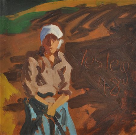 Lesley de Vries (Paraguay 1926 - Bozen/Bolzano 2012) Contadinella, 1948;Olio...