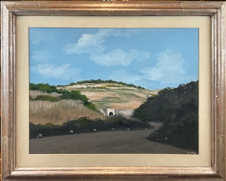 Enotrio Pugliese "Strada statale in Calabria" 
olio su compensato
cm 60x80
firma