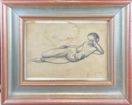 Firma indecifrata "Nudo metafisico" 1947
disegno a matita su carta
cm 17x25
fir