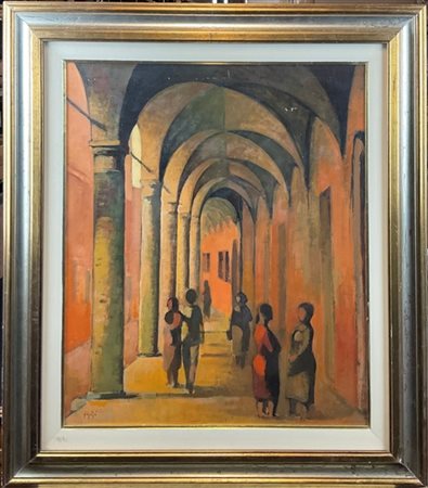 Manolo Ruiz Pipo "Strada di Bologna" 
olio su tela
cm 60x50
firmato in basso a s