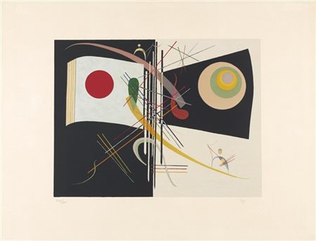 Litografia a colori da un soggetto di Wassily Kandinsky stampata su carta Arche