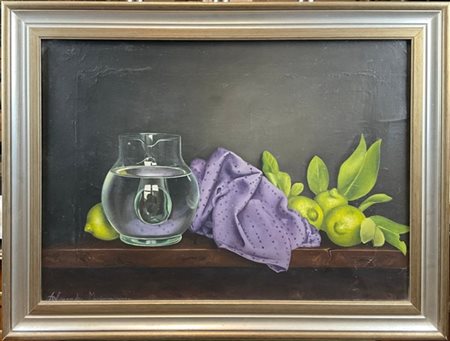 Alessandra Marinoni "Limoni con caraffa" 1990
olio su tela
cm 50x70
firmato e da