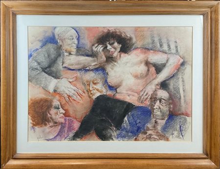 Remo Squillantini "Nudo di donna" 
tecnica mista su carta
cm 49x69
firmata in ba