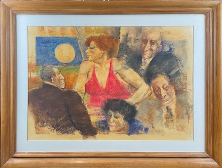 Remo Squillantini "Donne in rosso" 
tecnica mista su carta
cm 49x69
firmato in b