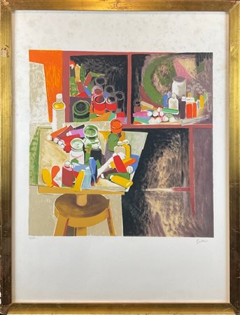 Renato Guttuso "Studio d'artista" 
litografia a colori
cm 75x55
firmata e numera