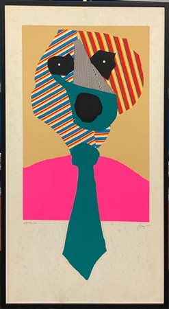 Enrico Baj "Uomo con cravatta" 1968
serigrafia a colori - prova
cm 92x50
firmata