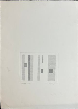 Giovanni Korompay "Architettura" 
acquaforte
(lastra cm 19,8x24,5; foglio cm 70,