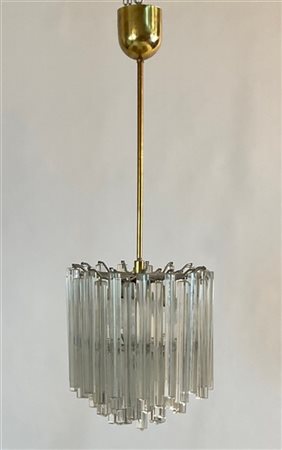 Venini Lampadario della serie "Trilobo". Murano, anni '70. Struttura in tondino