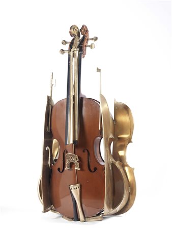 Arman Nizza 1928 - 2005 Violoncello, 1999 Scultura in legno e bronzo dorato,...