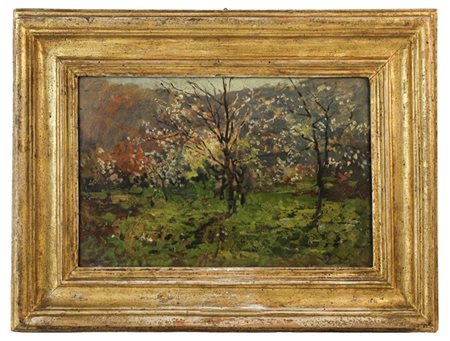 Eugenio Gignous "Alberi in fiore" 
olio su cartone (cm 30x46)
firmato in basso a