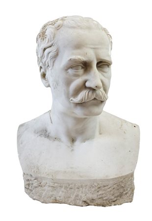 Scultore del secolo XIX. Busto virile in marmo (h cm 50) (lievi difetti e picco