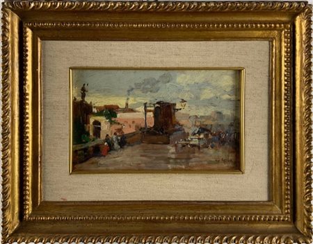 Giseppe Aprea "Scorcio di ponte" 
olio su compensato (cm 13x22)
Firmato in basso