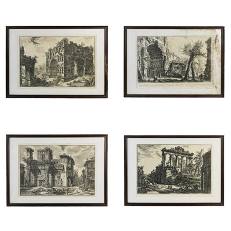 Quattro riproduzioni dalle serie "Vedute di Roma" di Giovanni Battista Piranesi