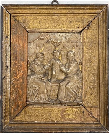 Manifattura di Malines, secolo XVII. La Vergine con Bambino e Sant'Anna. Riliev