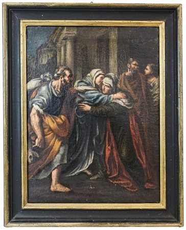 Scuola del secolo XVIII

"La Visitazione"
olio su tela (cm 50x38)
in cornice (d