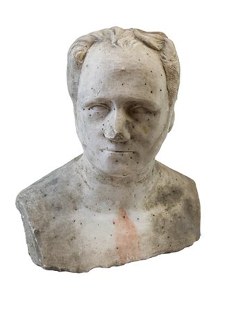 Scultore del secolo XIX. Busto virile in marmo (h cm 44) (difetti e mancanze)