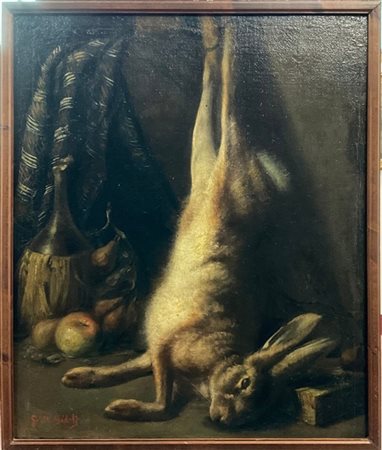 Giuseppe Sidoli "Lepre" 
olio su tela (cm 70x60)
firmato in basso a sinistra
in