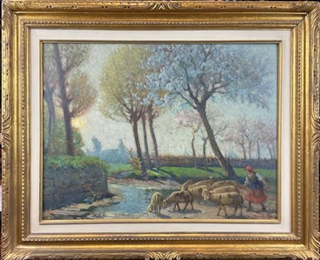 Mario Moretti Foggia "Mattino di primavera" 
olio su compensato (cm 45x60)
firma