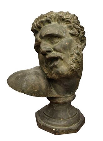 Ignoto del secolo XIX, 
Busto in gesso dipinto su base in gesso, h cm 63 (difet